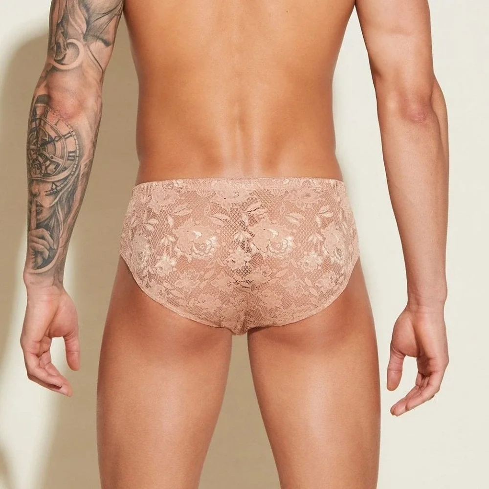 Cosabella Italian Men's Comfort Micro Brief Sei Beige Lace Underwear Size S